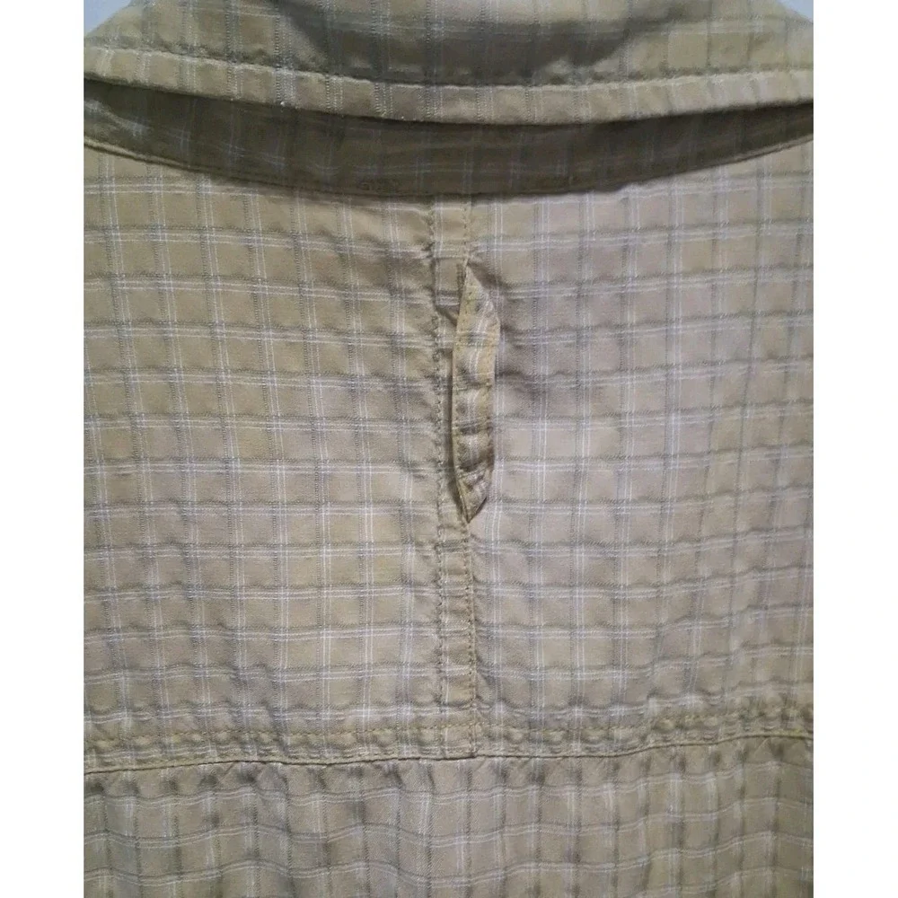 The North Face Men's XL Plaid Button Vented Short Sleeve Shirt Yellow Gray White